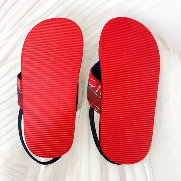 Spiderman Kids Flip Flops - Red and Black ~ Lights up - Picture 5 of 7